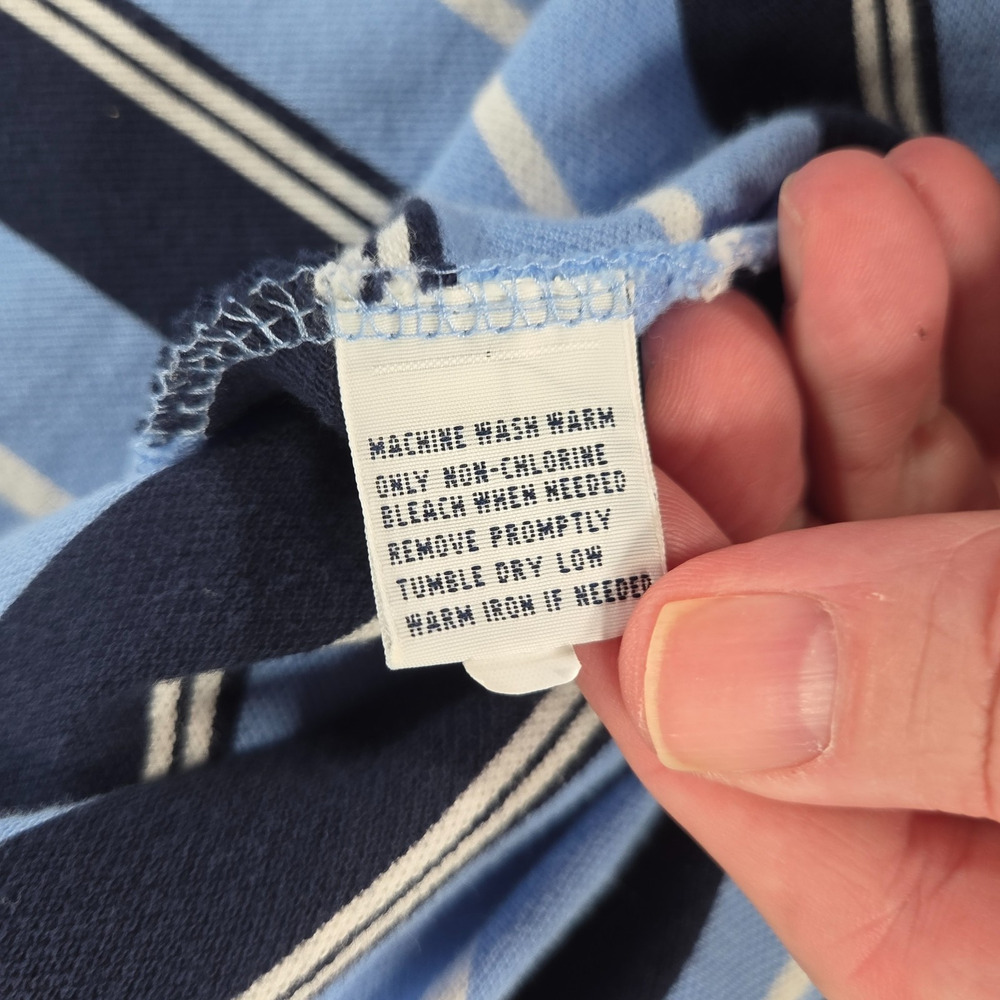 Polo Ralph Lauren Mens Polo Shirt XL Blue Striped Pony Logo 90s Style - Picture 12 of 13